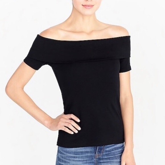 Banana Republic Black Of the Shoulder T-Shirt - Picture 1 of 5